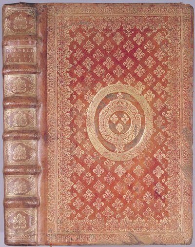 Omslag av verkene til Tacitus (55-120) med våpenskjoldet til Ludvig XIV (1638-1715) (preget skinn) av French School