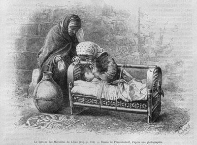 Vugge til maronittene, fra Syria i dag. Reiser i Fønikia, Libanon og Judea. 1875-1880 av Louis Charles Emile Lortet, 1884 (bw gravering) av French School