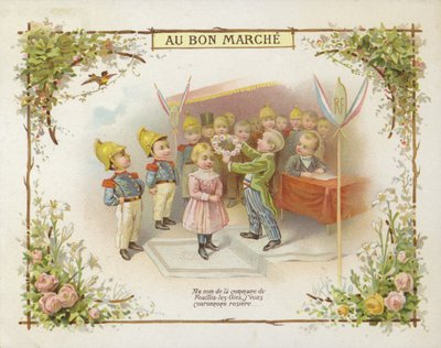 Kronende jente med ring av blomster av French School