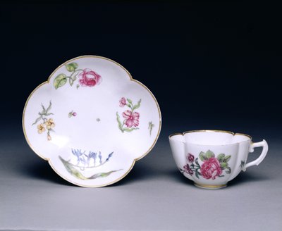 Kopp og tallerken, Vincennes, ca. 1745-52 (porselen) av French School