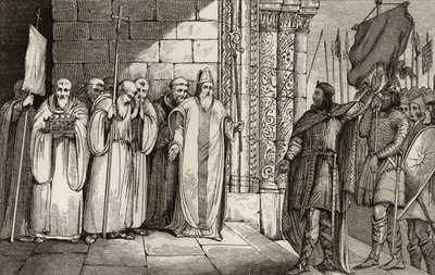 Dagobert (603-39) Ta ned banneret på St. Denis, fra 