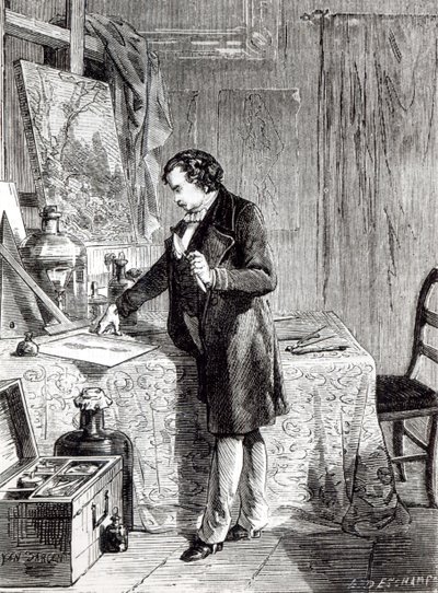 Daguerre oppdager lysfølsomheten til sølvjodid i 1831 av French School