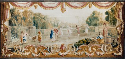 Dance in a Park, Aubusson Tapestry Workshop, ca. 1782 (ull og silke) av French School