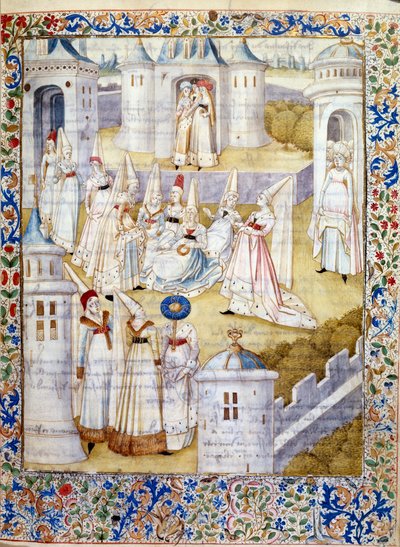 Dans i et slott. Miniatyr hentet fra "The Book of the Lady's City" av Christine de Pisan (eller Pizan av French School