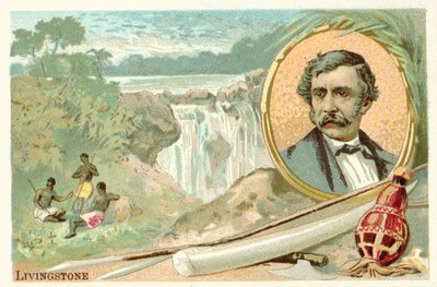 David Livingstone , skotsk misjonær og oppdagelsesreisende (chromolitho) av French School
