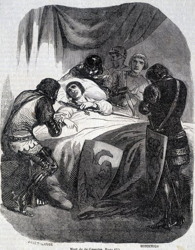 Du Guesclins død i 1380 - i "" Histoire de France"" av L.-P. Anquetil av French School
