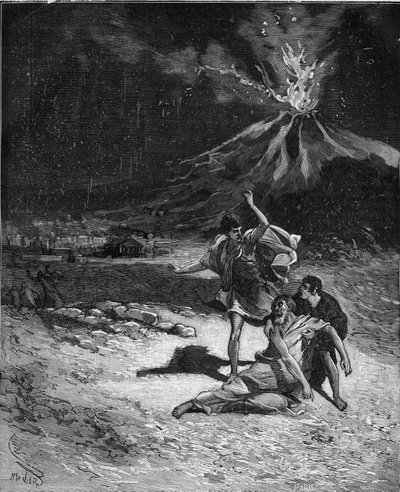 Gaius Plinius Secundus den eldstes død. Plinius den eldste (23-79), naturforsker og latinsk forfatter (Under Vesuvens utbrudd; i 79 hatet han å løpe dit for å observere dette fenomenet; men etter å ha nærmet seg vulkanen ble han kvalt b. av French School