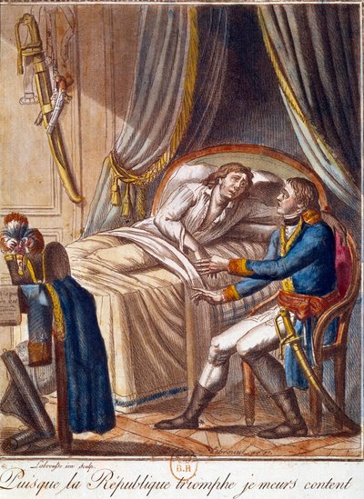 General Hoches død 17. september 1797: «Siden Republikken seirer, dør jeg tilfreds». Gravering fra privat samling fra 1700-tallet. av French School
