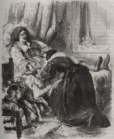 Jean Baptiste (Jean-Baptiste) Poquelins død, dit Moliere (1622-1673), 17. februar av French School