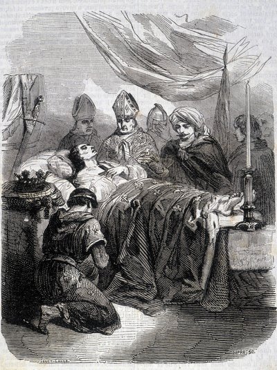 Saint Louis døde i Palestina i 1270 - i "" Histoire de France"" av L.-P. Anquetil av French School