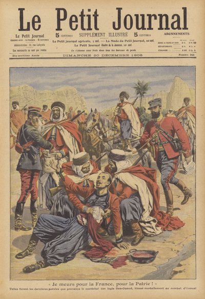 Død av en fransk kolonisoldat (farge litho) av French School