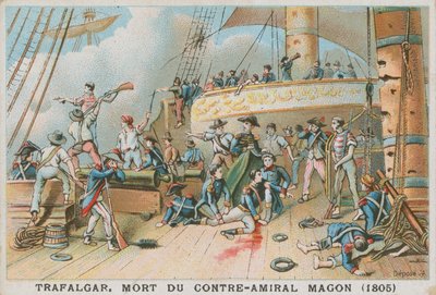 Den franske kontreadmiralen Magon døde i slaget ved Trafalgar, 1805 av French School
