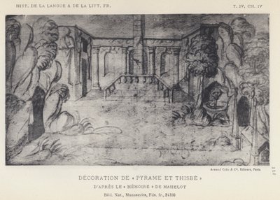 Dekorasjon av Pyramus og Thisbe (litho) av French School