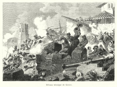 Defense heroic de Girone (gravering) av French School