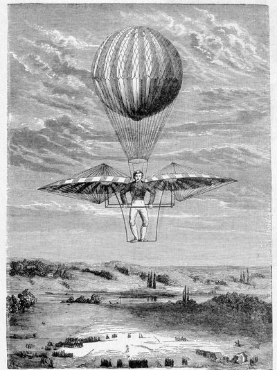 Deghen (Degen) apparat for retning av aerostater i 1812 - i "" Album of Science; berømte vitenskapsmenn; Store funn""" 1896. av French School