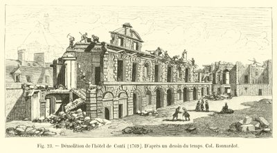 Riving av Hôtel de Conti, 1769, I følge en tegning fra tiden, Col Bonnardot av French School