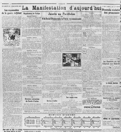 Dagens demonstrasjon, Jaures in the Pantheon, fra LHumanite, 23. november 1924 (trykt papir) av French School