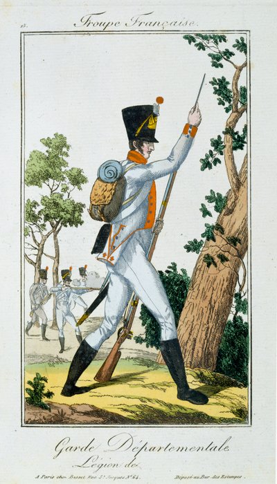 Departmental Guard, fra Troupes Francaises, pub. i Basset, Paris, ca. 1790 av French School