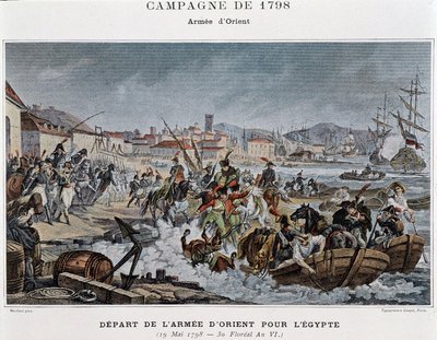 Armee d'Orients avgang til Egypt - i "" Victories and Conquests of the French Armies"", Paris, nd av French School