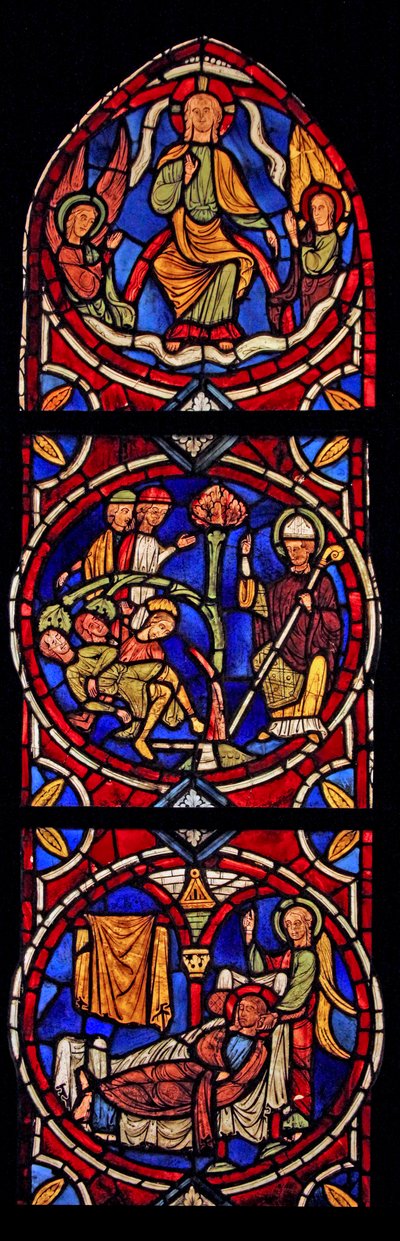 Viser Kristus og St. Martin, 3 scener fra kirken Varennes-Jarcy av French School