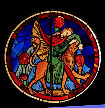 Viser Samson og løven, ex Ste Chapelle, Bay K, av French School