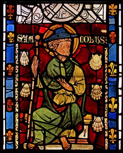 Viser St James: grisaille fra Chapelle du Chateau, Rouen? av French School