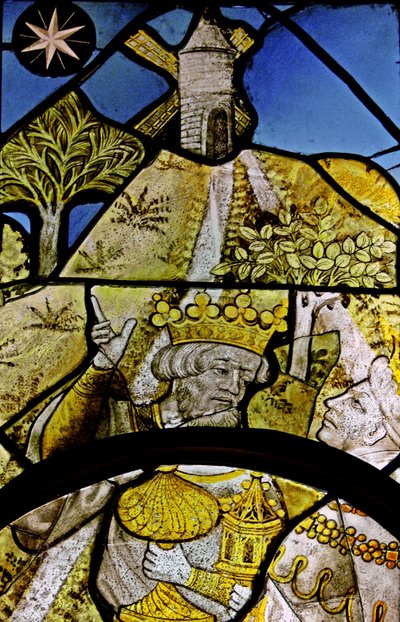 Viser en detalj fra tilbedelsen av magiene opprinnelig fra St Vivien, Rouen av French School