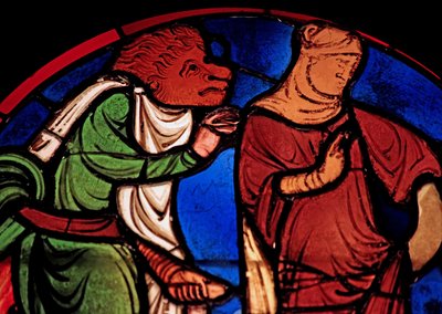 Viser en djevel og en kvinne, ex Ste Chapelle, bukt D av French School