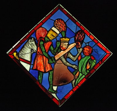 Å skildre en ridder dreper en konge, ex Ste Chapelle av French School