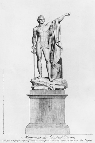 Design for et monument til general Desaix de Veygoux av billedhuggeren Claude Dejoux, Place des Victoires, Paris, 1806 av French School