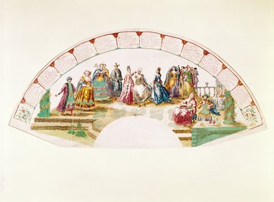 Design for en fan som feirer Dance and Carnival of Nations, 1733 av French School