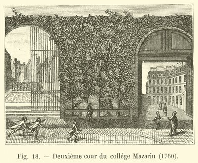 Andre gårdsplass til Mazarin college, 1760 av French School