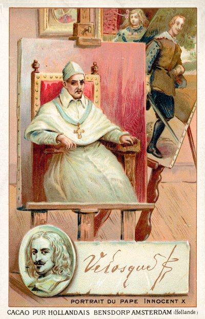 Diego Velasquez , spansk maler og portrett av pave Innocent X (chromolitho) av French School