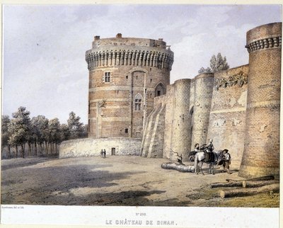 Dinan Castle - litografi, sent på 1800-tallet av French School