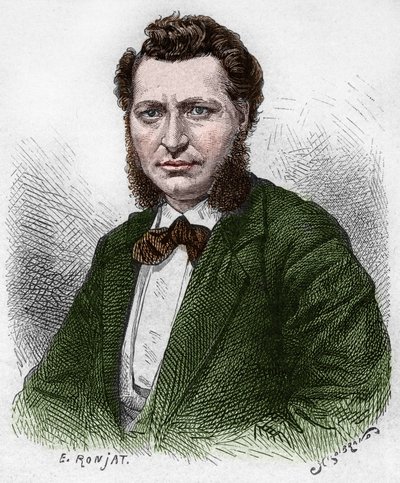 Oppdaget Canada: Portrett av Louis Riel (1844-1885), kanadisk politiker og forsvarer av Metis-folket. Gravering fra slutten av 1800-tallet i «La nouvelle France» av Eugene Guenin. av French School