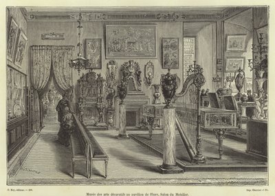 Utstilling av stuemøbler, Pavillon de Flore, Louvre-palasset, Paris av French School