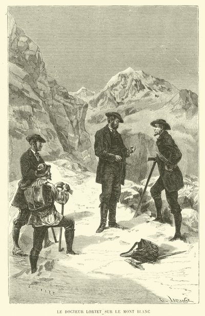 Doktor Lortet på Mont Blanc (gravering) av French School