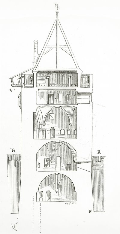 Tegning fra Dictionary of French Architecture fra det 11. til det 16. århundre, 1861 av French School