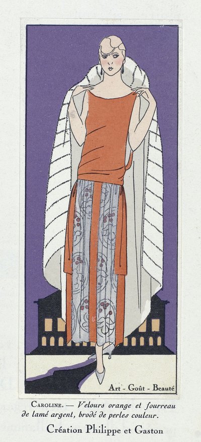 Kjoledesign «Caroline», fra Art-Gout-Beaute, utgitt på 1920-tallet (fargelitografi) av French School