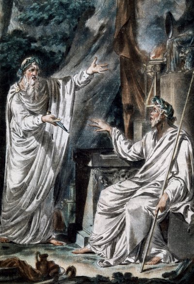 Druider, scenekostymer, gravering. Frankrike av French School