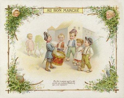 Trommlerjunge spricht mit Kindern von French School