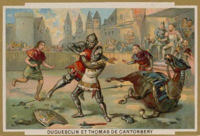 Duell mellom Bertrand du Guesclin og Thomas av Canterbury, Dinan, Bretagne, 1357 av French School