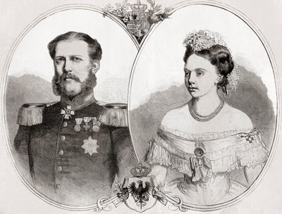 Hertug William av Mecklenburg-Schwerin og hans kone prinsesse Frederica Wilhelmina Louise Elisabeth Alexandrine av Preussen, fra 