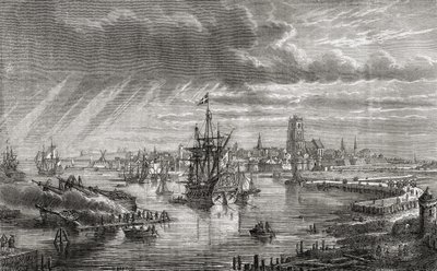 Dunkirk, Frankrike, på 1700-tallet, fra 'Histoire de la Revolution Francaise' av Louis Blanc (1811-82) gravert av Hildibrand, 1847-62 av French School