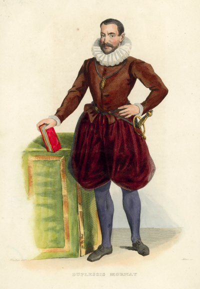 Duplessis Mornay (farget gravering) av French School