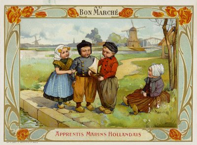 Nederlandske barn ser på seilbåt av French School