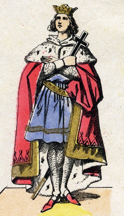 Dynasty of the Capetians: Portrait of Louis IX of France (1214-1270) king of the Franks from 1226 to 1270. Epinal imaging from the end of the 19th century. Private collection. av French School