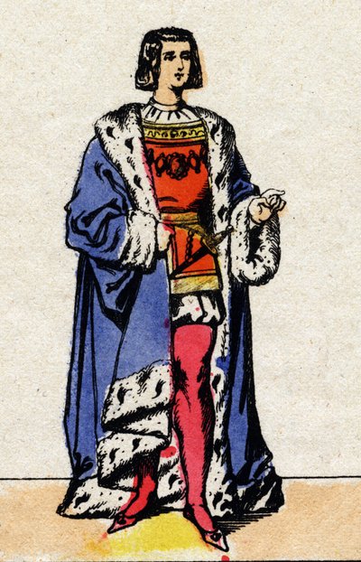 Dynasty of the Valois: Portrett av Ludvig XII (1462-1515) konge av Frankrike, fra 1498 til 1515. Epinal avbildning fra slutten av 1800-tallet. Privat samling. av French School