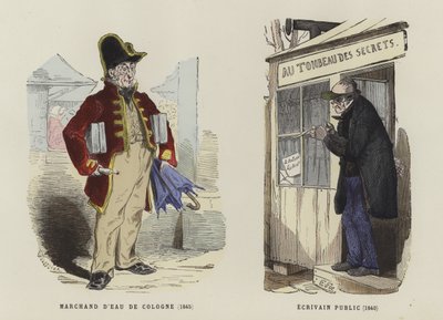 Eau de Cologne-selger, 1845, og offentlig forfatter, 1840 av French School
