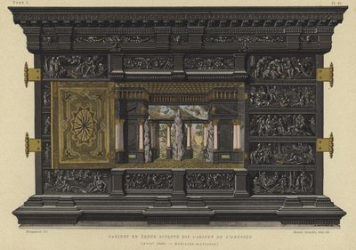 Ibenholt kabinett kjent som Cabinet of the Odyssey, 17th Century av French School